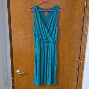Teal Sleeveless Wrap Dress